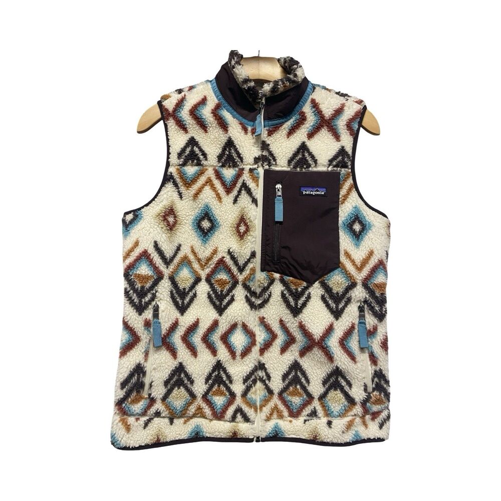 Patagonia Retro X Fleece Vest Full Zip Deep Pile Aztec Southwestern Women Medium